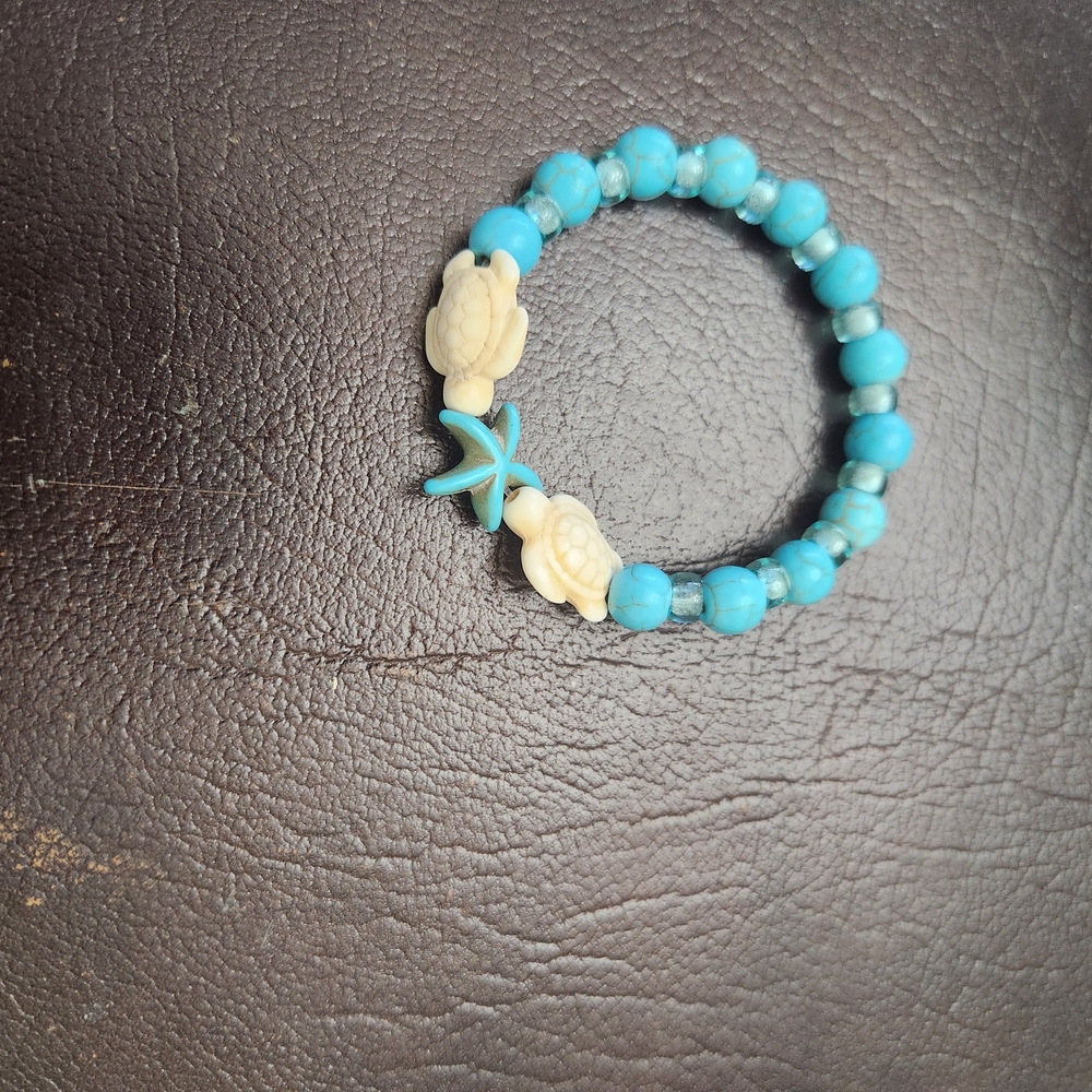Blue and Cream Kids Turtle Bracelet
